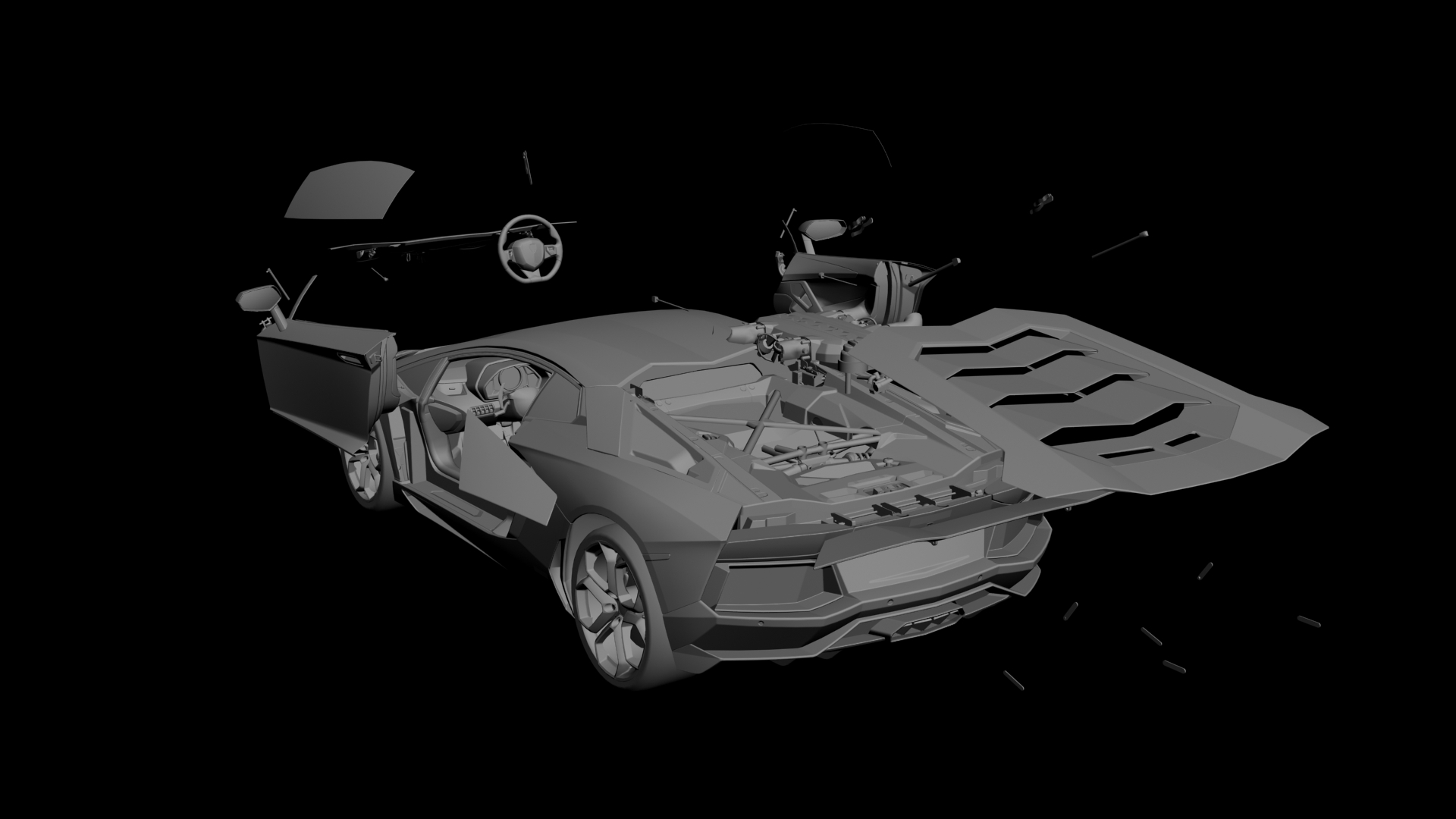 Lamborghini Aventador 3D model - 2 Lamborghini Aventador 3D model - 2