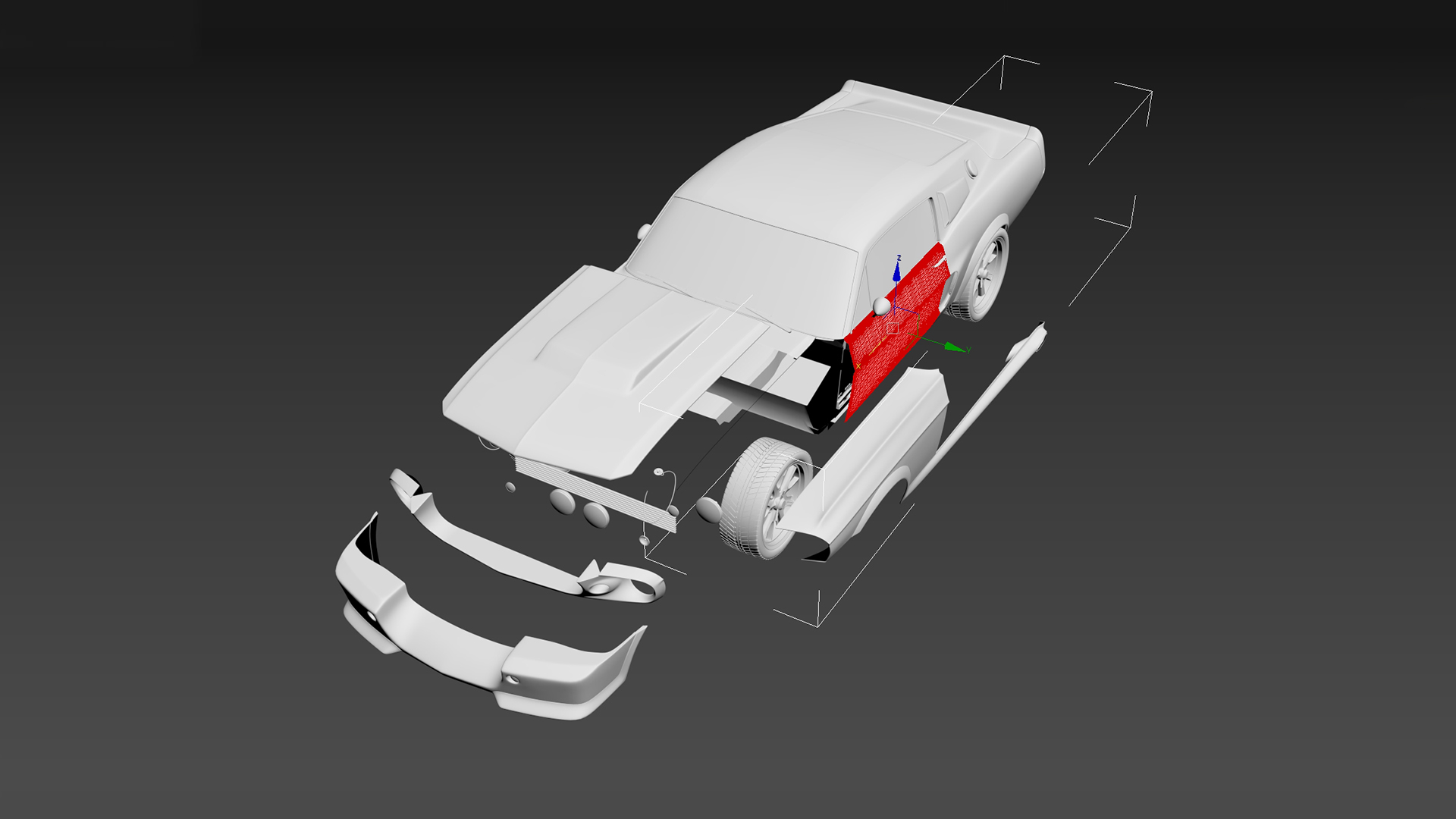 Ford Mustang Shelby GT500 Eleanor 3D model - 3 Ford Mustang Shelby GT500 Eleanor 3D model - 3
