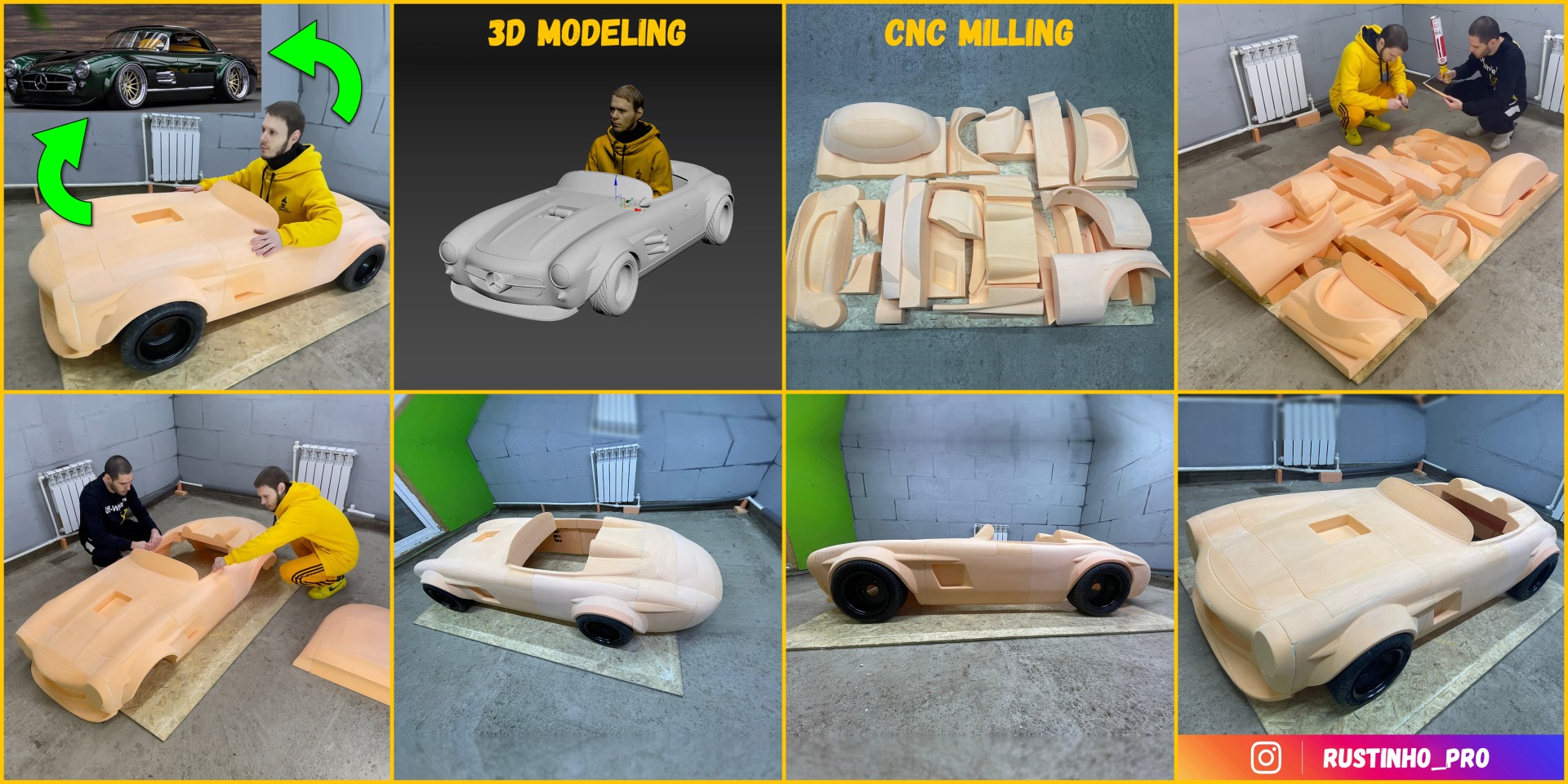 Mercedes 300SL Speedster Widebody Restomod CNC machine milling Mercedes 300SL Speedster Widebody Restomod CNC machine milling