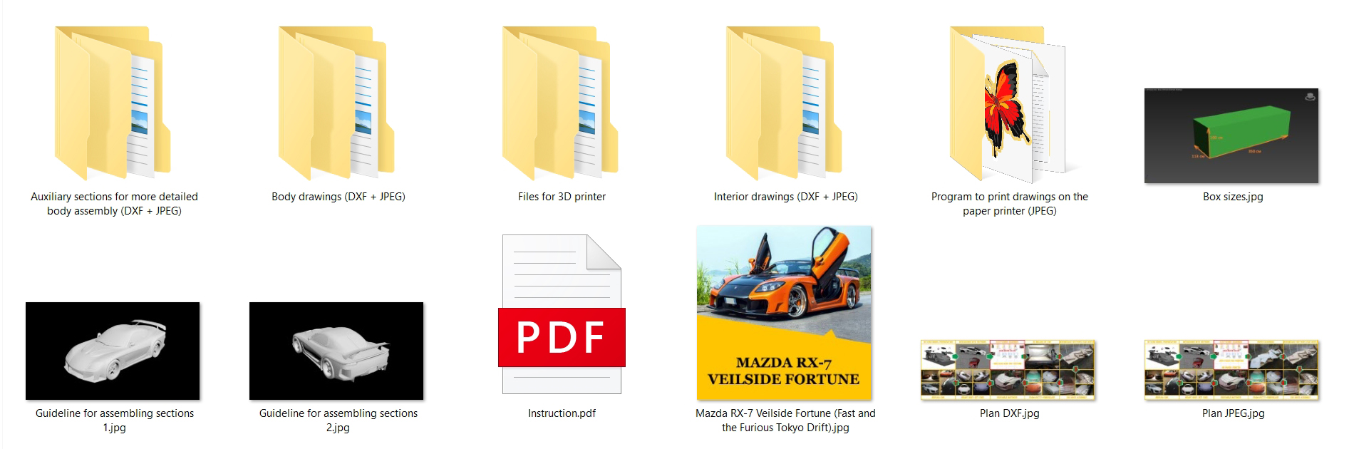 Mazda RX7 VeilSide Fortune replica, kit car, fiberglass body kit, 3D model, car buck files, 3D printing files, CNC machine files