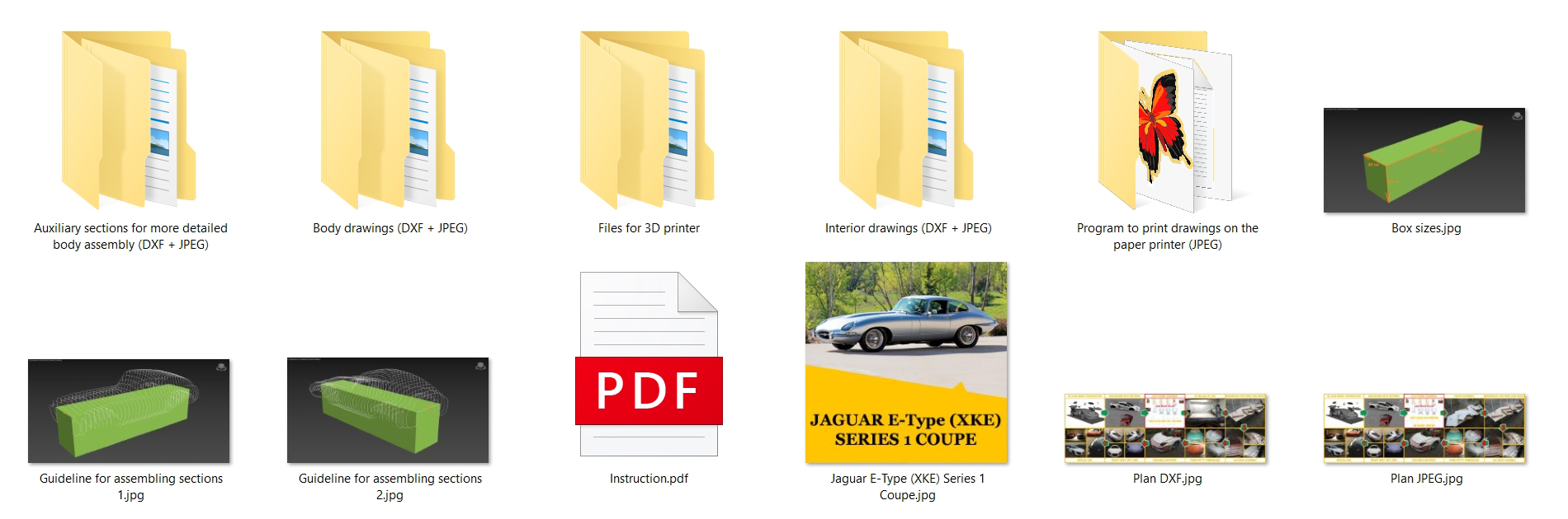 Jaguar E-Type replica, kit car, fiberglass body kit, 3D model, car buck files, 3D printing files, CNC machine files