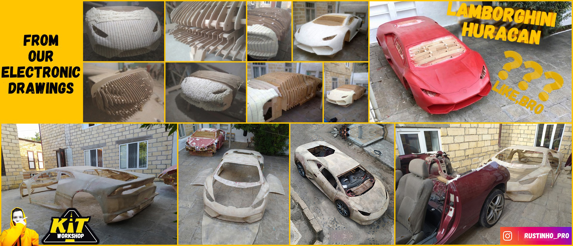 DIY Lamborghini Huracan replica, kit car, body kit from car buck files