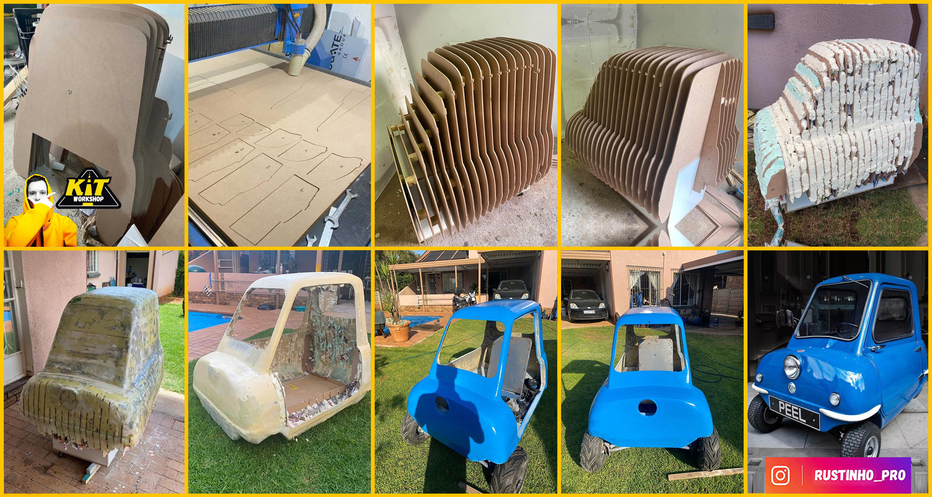 Microcar Peel P50 replica, kit car, body kit build from car buck files