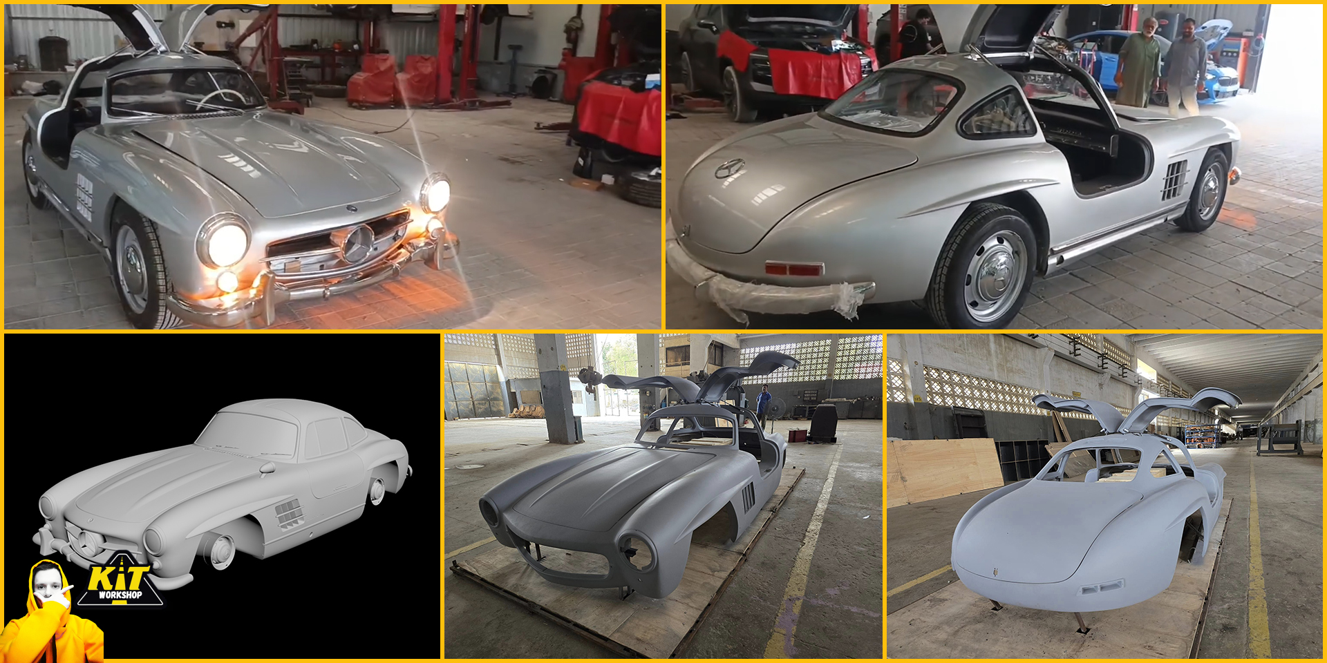 300SL Mercedes Gullwing body kit car replica fiberglass body for sale