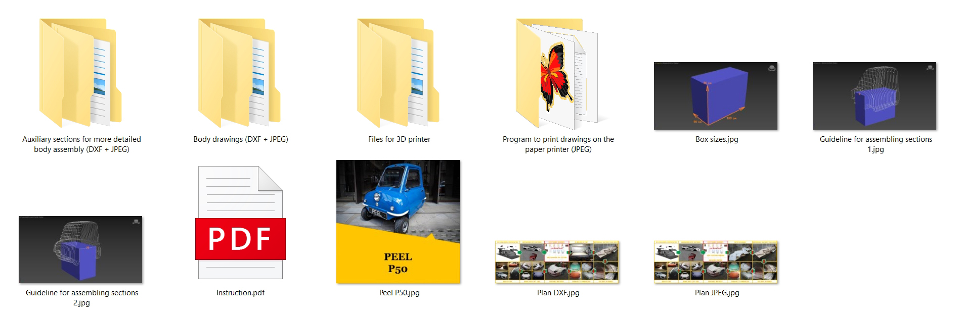 Peel P50 car buck files, Peel P50 3D printing files, Peel P50 CNC machine files