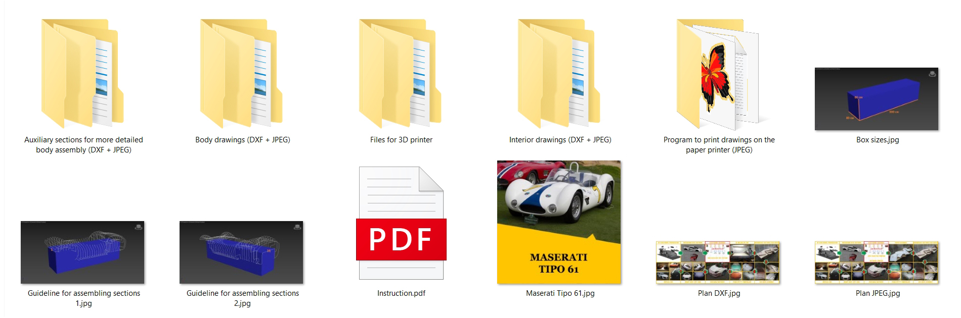 Maserati Tipo 61 Birdcage replica, kit car, fiberglass body kit, 3D model, car buck files, 3D printing files, CNC machine files