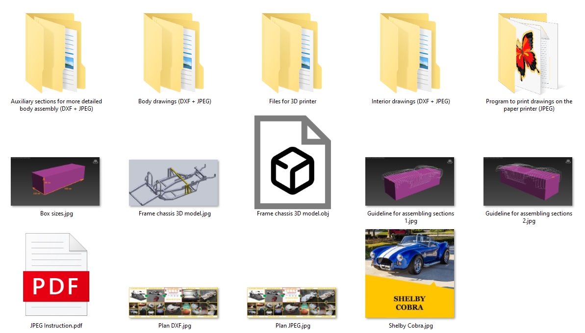 Shelby Cobra 427 car buck files, Shelby Cobra 427 3D printing files, Shelby Cobra 427 CNC machine files