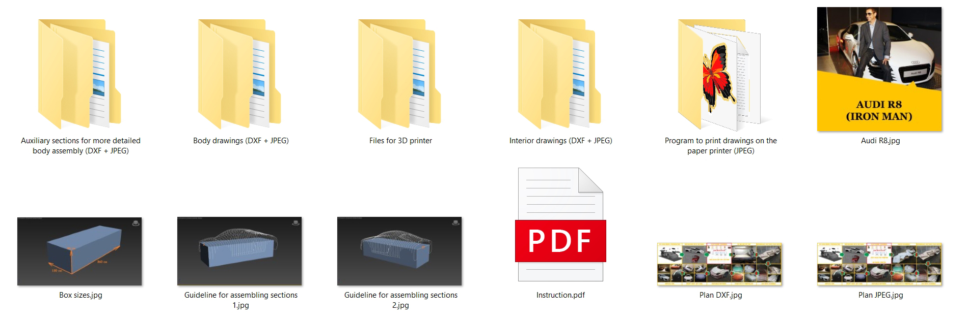 Audi R8 car body buck files, 3D printing files, CNC files